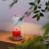 Lampe de table électrique avec minuterie et variateur d'intensité, design breveté, lampe de nuit aromathérapie de luxe en bois, chauffe-bougie
