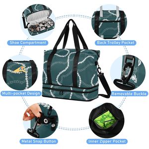 Bolsa de Viaje Aloha para Mujer, Bolsa de Fin de Semana con Estampado Hawaiano, Bolsa de Lona Personalizada con Diseño de Pikake Verde, Juego de Bolsas de Viaje con Bolsa Adicional - Product Image 6