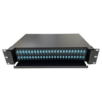 Panel Patch Fiber Optik Tipe Geser 1U 2U 12 24 48 Port untuk Rak, Dilengkapi Tray Sambungan untuk FTTH