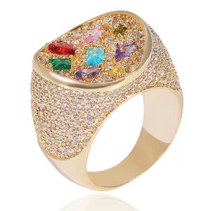 Anel de pedra preciosa banhado a ouro rosa, anel de china, preço de fábrica, cristal, zircônia cúbica, elegante para homens ou mulheres