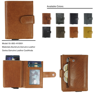 Cartera corta de cuero genuino para hombre, tarjetero con múltiples ranuras, cierre plegable, estilo minimalista, color marrón - Product Image 4