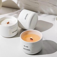 Vente d'usine RURU, bougies parfumées en cire de soja faites à la main, étiquette privée, pot en verre, mèche en bois, boîte cadeau, fête des mères, Noël