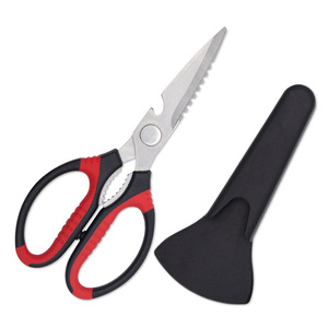 Kitchen Scissors Stainless Steel Straight Head Black Red Home Use With Sleeve - Product Image 1