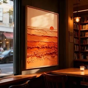 Contemporary Abstract <b>Canvas</b> Wall Art Sunset Texture Waves Hand-made Acrylic Modern Home Decoration - Product Image 4