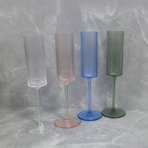 6oz/9oz/12oz/14oz Striped <strong>Champagne</strong> Glass <strong>Pink</strong> Juice Glasses Shatterproof Plastic Stemless Ribbed WIne Glass - Product Image 5