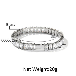Wholesale Luxury Men's European American Hip Hop Tennis Style Natural <b>Stone</b> 925 Silver <b>Bracelet</b> Fine Chain Link Brilliant Cut - Product Image 2