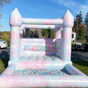 Castillo inflable comercial para fiestas infantiles, con diseño tie dye, con piscina de pelotas, castillo hinchable. - Product Image 4