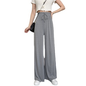 Solid color wide-leg pants women's spring and autumn new style all-<b>match</b> drape loose straight-leg pants high waist - Product Image 5