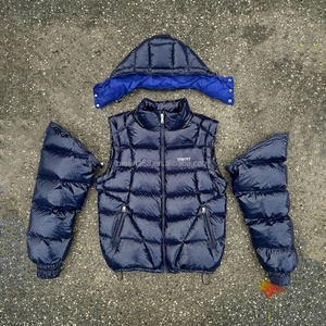 Removable Zipper Down <b>Jacket</b> <b>Men</b> Custom Winter Street Casual Wear High Quality Zip up Bubble Puffer Fluffy <b>Jacket</b> Manufacturer - Product Image 2