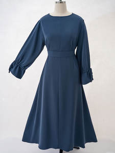 Majestic Sorbet Blue Abaya Mangas abullonadas suaves Pajarita delicada Puños atados Cintura definida Esculpir sin esfuerzo Grace Falda - Product Image 4