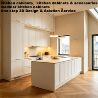 Moderner Luxus-Apartment Küchenschrank aus weißem Massivholz, umweltfreundlich, wasserdicht, mit Soft-Close-Funktion