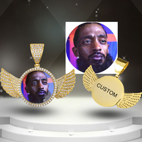 Bijoux Hip Hop pendentif rond personnalisé avec Photo, colliers en zircone cubique, pendentif de Photo personnalisé