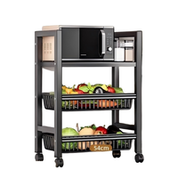 Chariot de rangement multifonctionnel moderne en métal à 3 niveaux pour légumes, étagère de cuisine sur pied