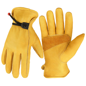Guantes de trabajo de cuero de vaca doble para hombres y mujeres Construcción de seguridad resistente para jardinería Conducción Trabajo de patio - Product Image 2