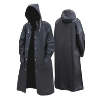 Imperméable long noir tendance pour adultes, 100 % polyester enduit, imperméable, pour femmes et hommes, avec capuche, pour la randonnée en plein air, les voyages, la pêche, l'escalade
