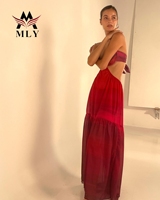 Robes longues plissées en A pour femmes d'été, couleur rouge, pour les vacances, robes de plage fluides, robes de plage