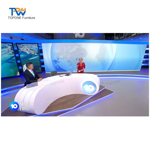 Table de diffusion en forme d'arc blanche personnalisée pour la radiodiffusion et la télévision, pupitre de nouvelles télévisées - Product Image 4