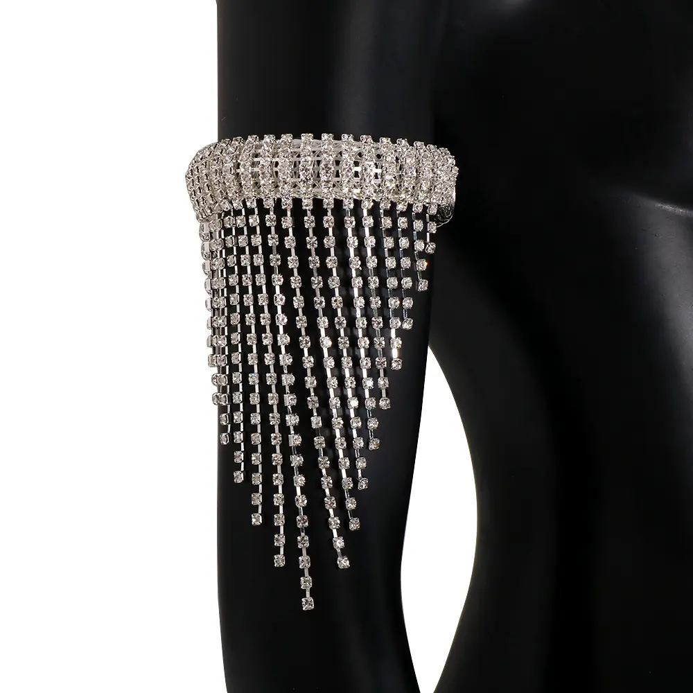 Cadena de brazo con flecos de moda, pulsera de mano de diamantes de imitación de fiesta brillante de lujo, accesorio de moda transfronterizo