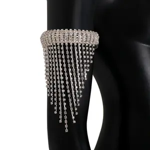 Fashionable Statement Fringe Arm Chain, Luxurious Sparkling Party Full Rhinestone Hand Bracelet, Cross-Border Fashion Accessory