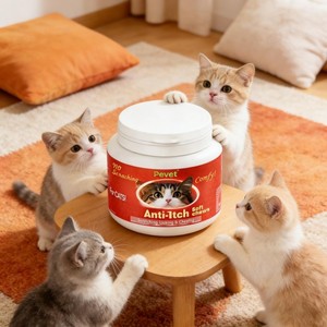 Huile EPA DHA Vitamine E Curcuma pour Peau Sèche et Démangeaisons, Soin des Poils Roux, de la Moulaison et des Taches, Friandise à Mâcher Douce pour Chats - Product Image 6