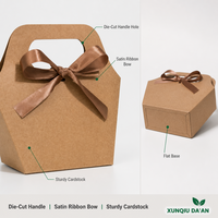 Sac en papier kraft écologique créatif avec poignée découpée et nœud en ruban de satin pour cosmétiques, bijoux, cadeaux et cadeaux d'anniversaire