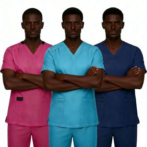 HZMNOI Men Scrub Top V-Neck Short Sleeve Moisture Wicking Hospital Uniform For Medical Professionals - Product Image 1