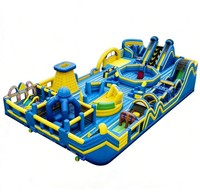Château gonflable géant bleu Commercial Giant Blue Adventure Inflatable Castle Park en PVC, grande ville gonflable ludique pour événements extérieurs et location commerciale