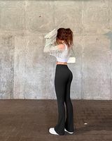 Pantalons de yoga pour femmes Leggings évasés décontractés d'entraînement sans couture collants de sport de couleur unie pantalon à taille élastique Legging