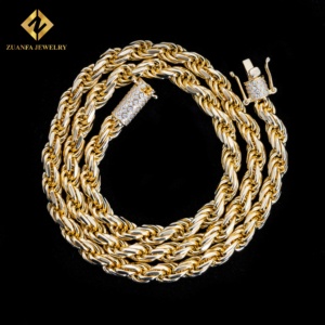 Collar de Cadena de Oro con Cierre de Diamantes Moissanite Vvs1 de 6 mm, Estilo Hip Hop para Hombre, Plata de Ley 925, Listo para Enviar, Joyería Fina - Product Image 2