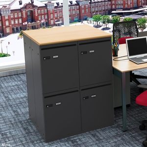 Casier personnel de bureau pour 4 personnes, 2 niveaux, en acier, assemblé, largeur 31,5 pouces (80 cm), <span class=keywords><strong>profondeur</strong></span> 15,7 pouces (<span class=keywords><strong>40</strong></span> cm) - Product Image 2
