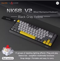 Clavier mécanique filaire monomode AJAZZ NK68V2, clavier de jeu portable, clavier mécanique léger RGB à commutation à chaud pour PC
