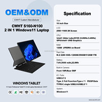 Win11 16 Nch 2560*1600 Tablette pour ordinateur portable pliable à écran tactile 2 en 1 Quad Core 4 Thread 2.0Ghz 12GB + 1TB Ordinateur portable personnel et domestique