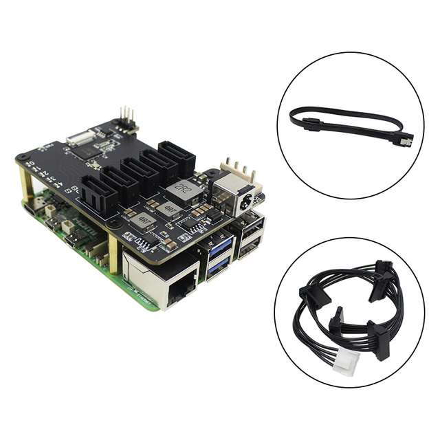 Raspberry Pi 5 PCIe to SATA hard drive expansion board X1009 5-way SATA3.0 mechanical hard drive adapter board