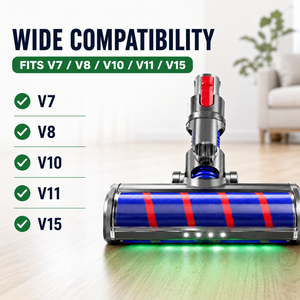 Cepillo de Aspiradora LED Verde al por Mayor, Cabezal de Rodillo Suave Antienredos para Suelos 180 °   Repuesto Giratorio para Limpieza Multisuperficie - Product Image 6