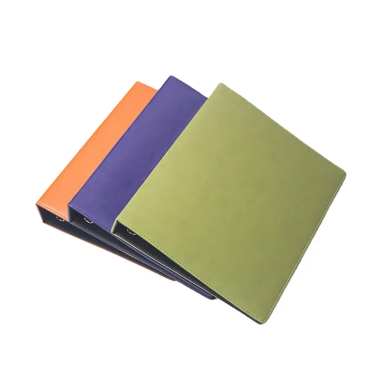 Customized spring pu leather ring binder loose-leaf Document binder a4 paper file folder for document