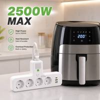 Enchufe Estándar Europeo Personalizado de Fábrica, 10A, con 3 Puertos USB y 1 Puerto Tipo-C, IP44, Adaptador de Corriente para Corea del Sur