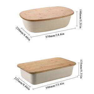 กล่องเก็บอาหารอเนกประสงค์ กล่องขนมปัง 2 in 1 กล่องพลาสติกพร้อมฝาไม้ไผ่สำหรับหั่น - Product Image 6
