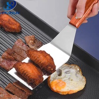 Offre Spéciale – Ensemble de 2 Spatules de Barbecue en Acier Inoxydable Style Coréen avec Manche en Bois pour Cuisine et Cuisson en Extérieur
