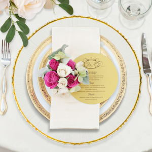 Bộ của 4 rõ ràng Glass Bộ sạc tấm với vàng bạc cam xanh đen TRIM cho các sự kiện đám cưới - Product Image 3