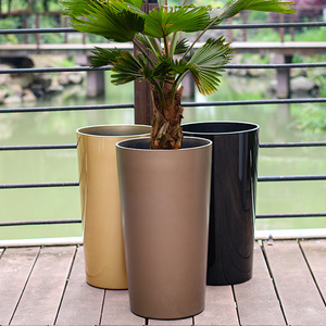 Jardinière en résine carrée haute, décoration de <span class=keywords><strong>jardin</strong></span>, grande taille, pots à fleurs minimalistes pour la maison et le <span class=keywords><strong>salon</strong></span> - Product Image 5