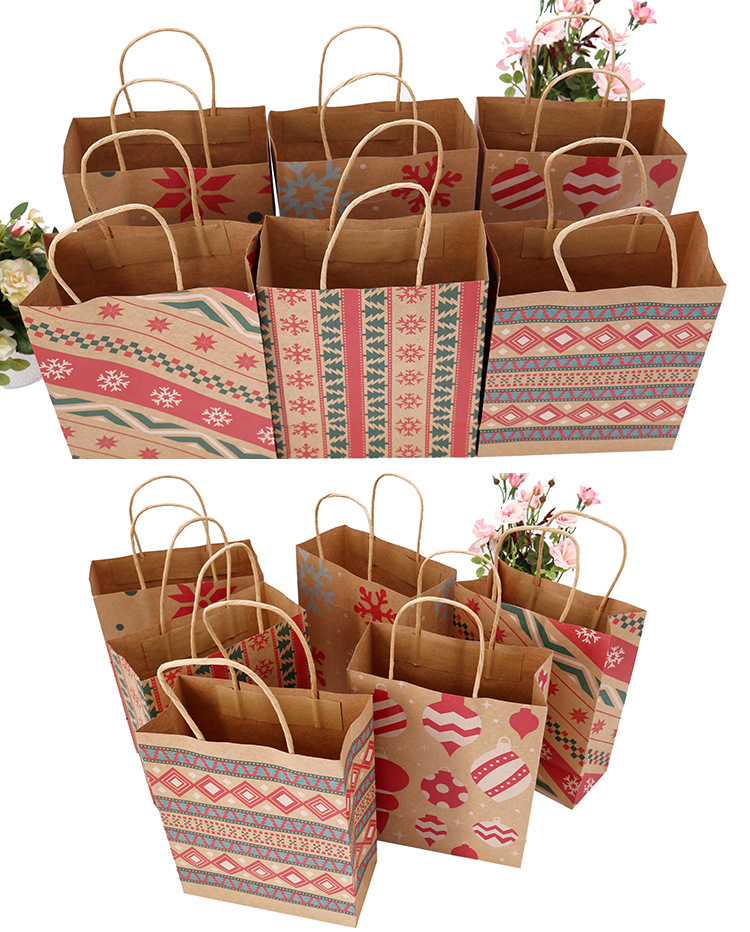 Six Modèles Brun Kraft Papier Sac De cadeau De Noël De Mélange En Gros