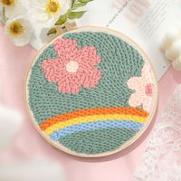 Kit jarum sulam DIY wanita pemula, untuk jarum benang wol katun pola tanaman kaktus bunga bordir jahitan silang buatan tangan