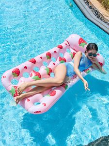 Matelas flottant gonflable pour piscine extérieure, pour adultes, motif fraise, lit flottant <span class=keywords><strong>ananas</strong></span>, chaise longue aquatique - Product Image 3
