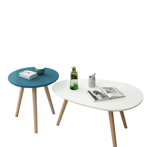 Oferta Especial: Mesa de Centro Redonda Moderna Kusimi, de Madera Maciza Blanca Brillante, con Tres Patas, Diseño Plegable, Muebles para el Hogar - Product Image 1
