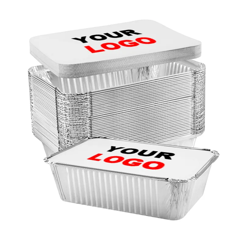 Factory price custom logo aluminum foil takeaway food container disposable aluminum foil baking rectangle loaf shape pan/tray