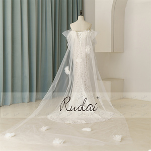 Ruolai QW01651 <span class=keywords><strong>droite</strong></span> à travers le décolleté à lacets dos Tulle Watteau Train hors épaule chapelle Train <span class=keywords><strong>dentelle</strong></span> <span class=keywords><strong>robe</strong></span> <span class=keywords><strong>de</strong></span> <span class=keywords><strong>mariée</strong></span> <span class=keywords><strong>de</strong></span> <span class=keywords><strong>mariée</strong></span> - Product Image 2