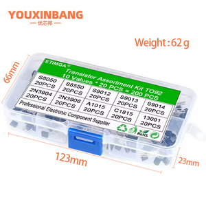 200pcs 10 giá trị TO92 <span class=keywords><strong>Transistor</strong></span> Assortment Kit cho s8050 s8550 s9012 s9013 s9014 2n3904 sn3906 A1015 C1815 13001 - Product Image 2