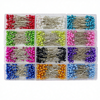 Fbshicung 1200 épingles à coudre en acier, têtes à billes nacrées, longueur 1,6 pouce, pour couture à la main, quilting, couturière, bijoux, DIY