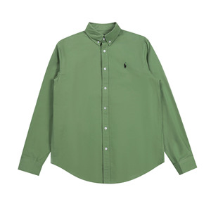 Chemise décontractée à manches longues avec col à revers et boucle brodée de couleur unie pour hommes et femmes, été - Product Image 5