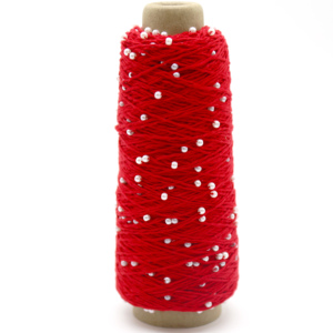 Mercerized Beads <strong>Red</strong> <strong>Sequin</strong> with 4MM Light PET Pearls GRS OEKO Certified Pearl Yarn for Knitting and Crochet Beads Yarn - Product Image 2